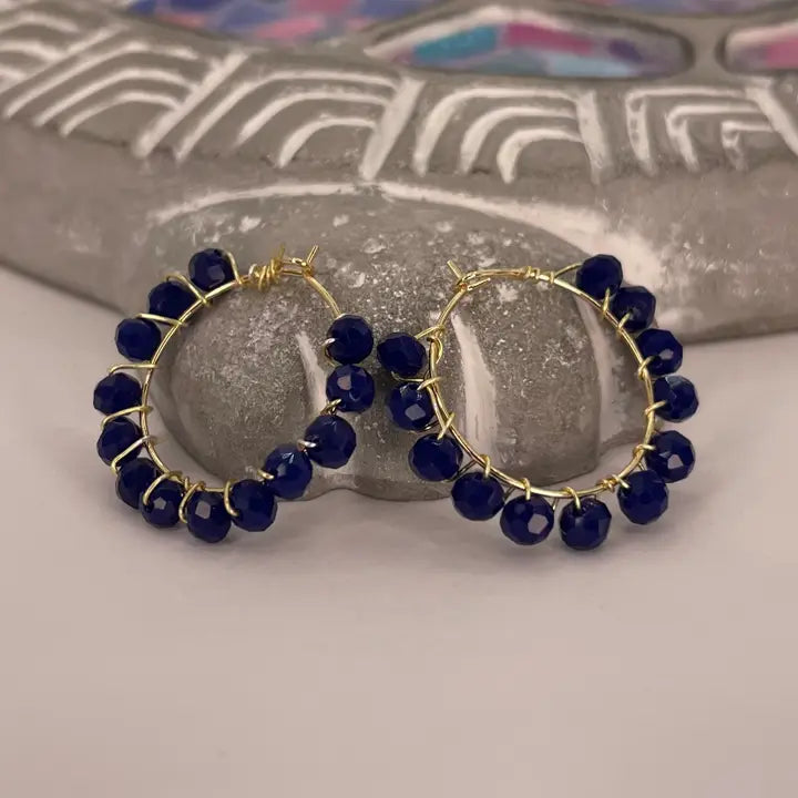 Crystal Wire Hoop Earrings – Bold Colors