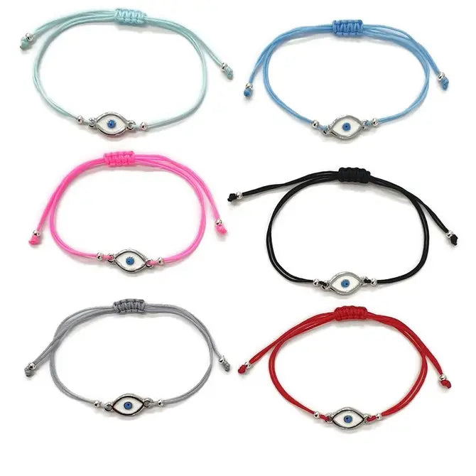 Oval Evil Eye Enamel String Bracelet: Stylish Protection