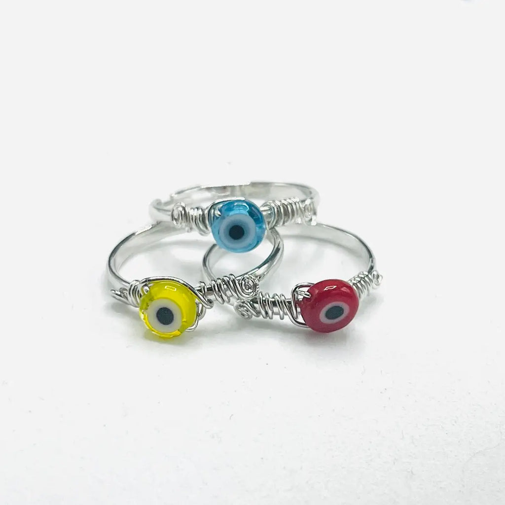 Adjustable Colorful Evil Eye Rings - 100 Piece Set