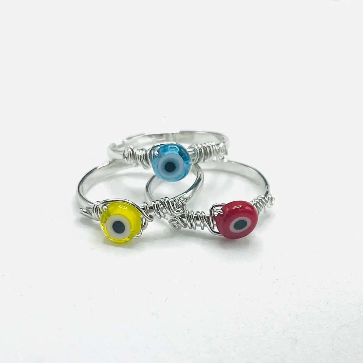 Adjustable Colorful Evil Eye Rings - 100 Piece Set