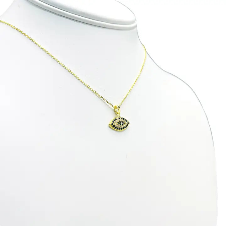 925 Sterling Silver Evil Eye Oval Necklace