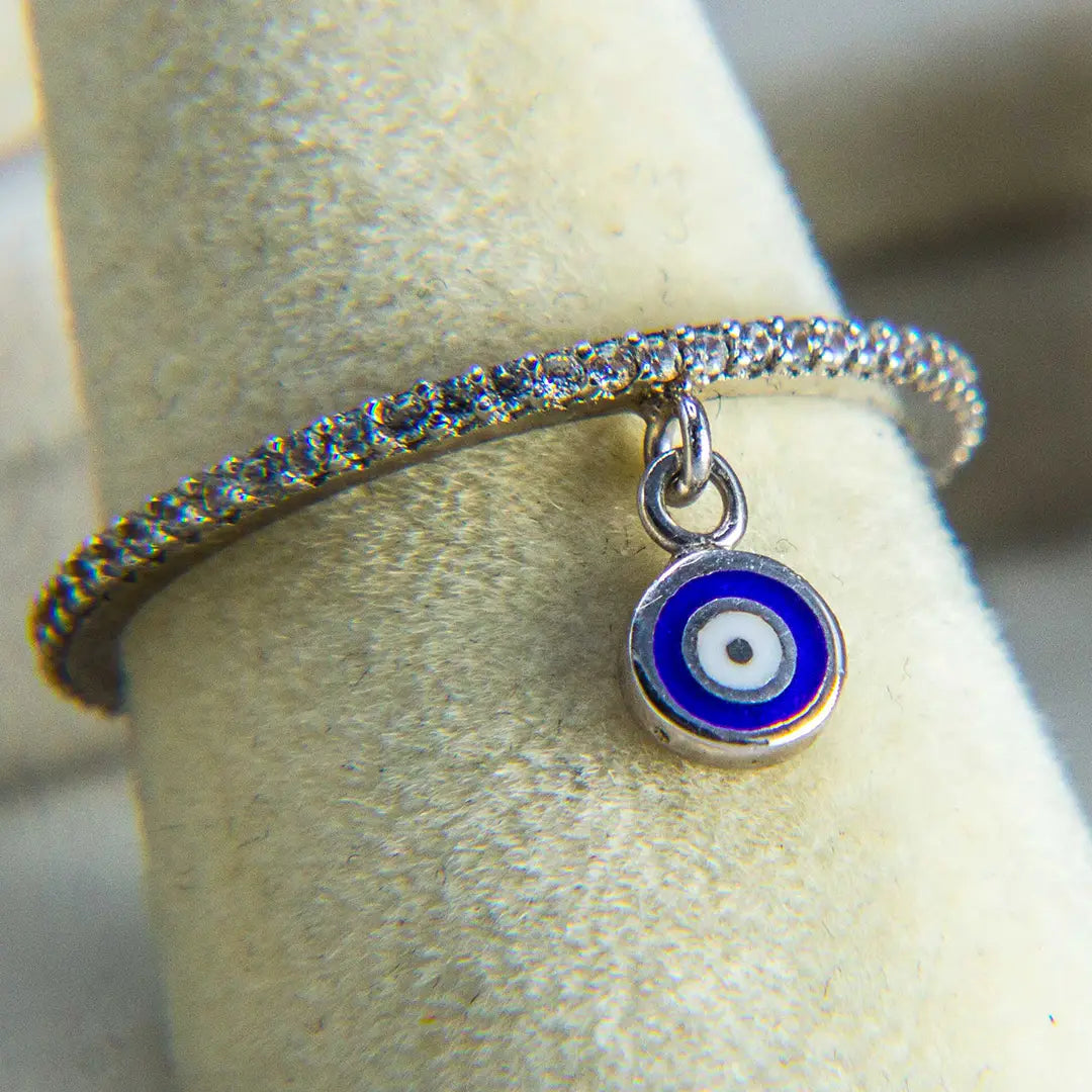 925 Sterling Silver Evil Eye Stone Ring