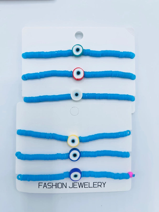 Boho - Evil Eye Heishi Disk Bracelet