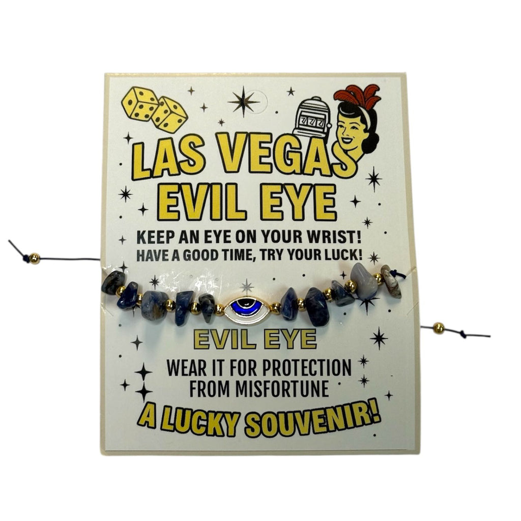 Vegas Evil Eye Bracelet – Natural Stone Options (Lapis, Turquoise, Agate)
