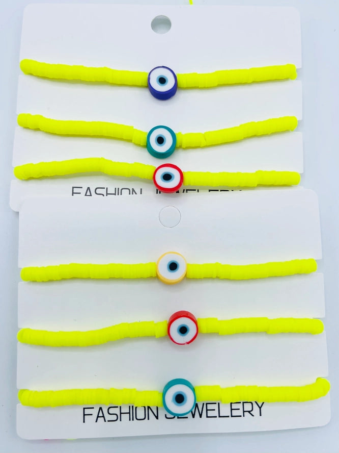 Boho - Evil Eye Heishi Disk Bracelet