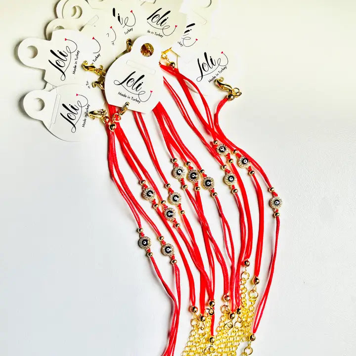 Evileye String CZ Stone Round  Bracelet