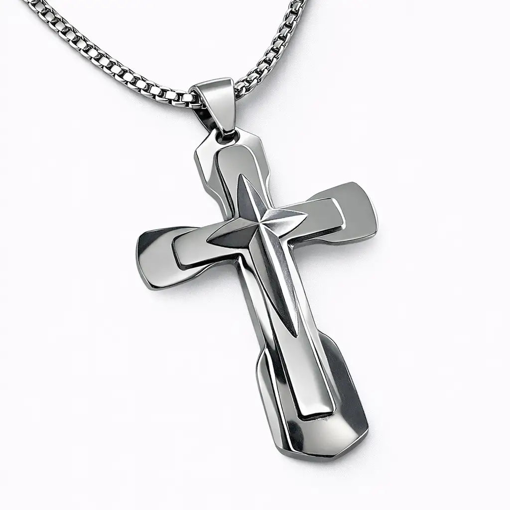 Men’s Stainless Steel Cross Necklace – Minimal & Timeless Design
