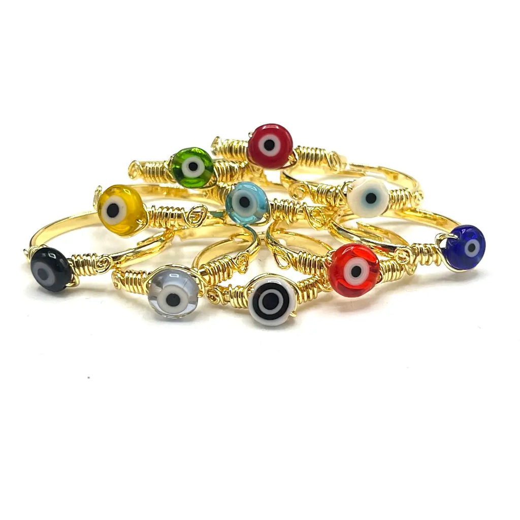 Adjustable Colorful Evil Eye Rings - 100 Piece Set