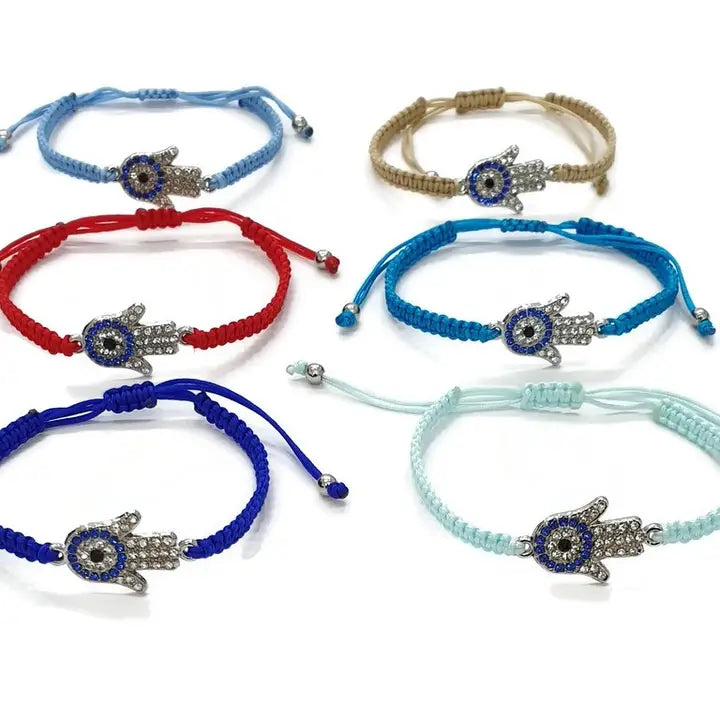 Bracelet Macrome Hamsa Hand Evil Eye Zirconium