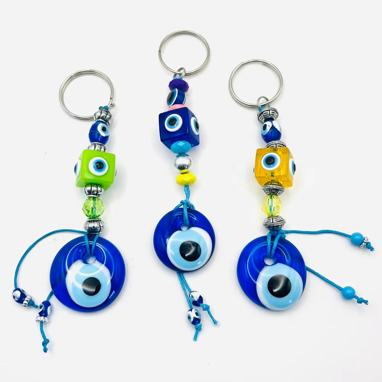 Handmade Cube Evil Eye Keychain