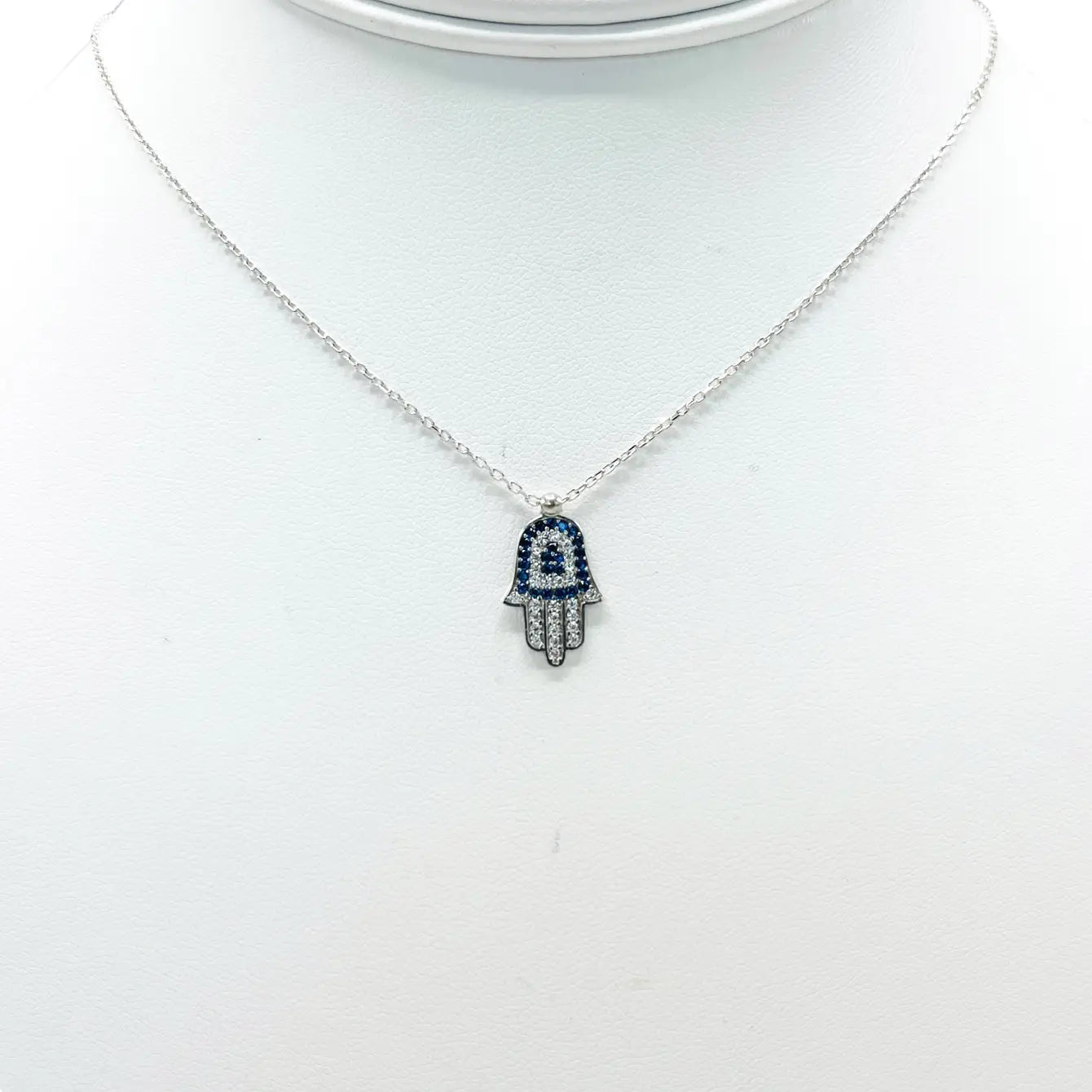 925 Sterling Silver Gold Plated Hamsa Evil Eye Necklace