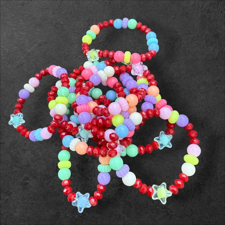 Kids Beaded  Charm Bracelet – Assorted Colors 