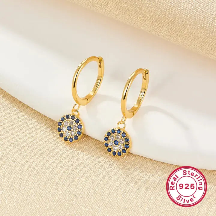 925 Sterling Silver Evil Eye Necklace & Earring Set