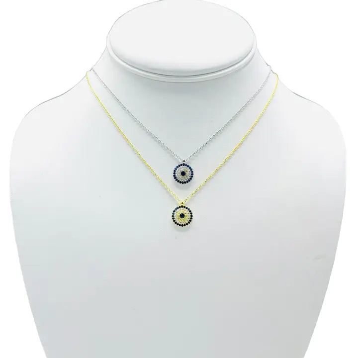 925 Sterling Silver -  Evil Eye Round Necklace