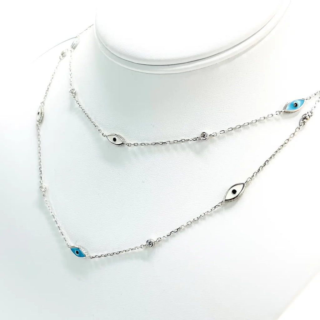 925 Sterling Silver Oval Evil Eye Necklace