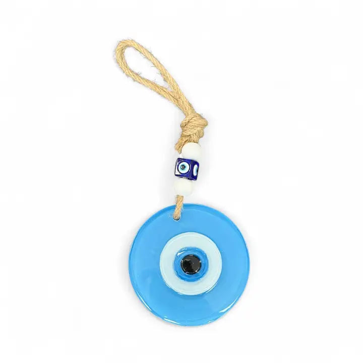 Round Blue Glass Evil Eye Wall Decor, Stylish Protect 