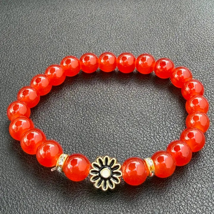 Stretchy Beaded Flower Charm Bracelets – 7 Color Mix Set