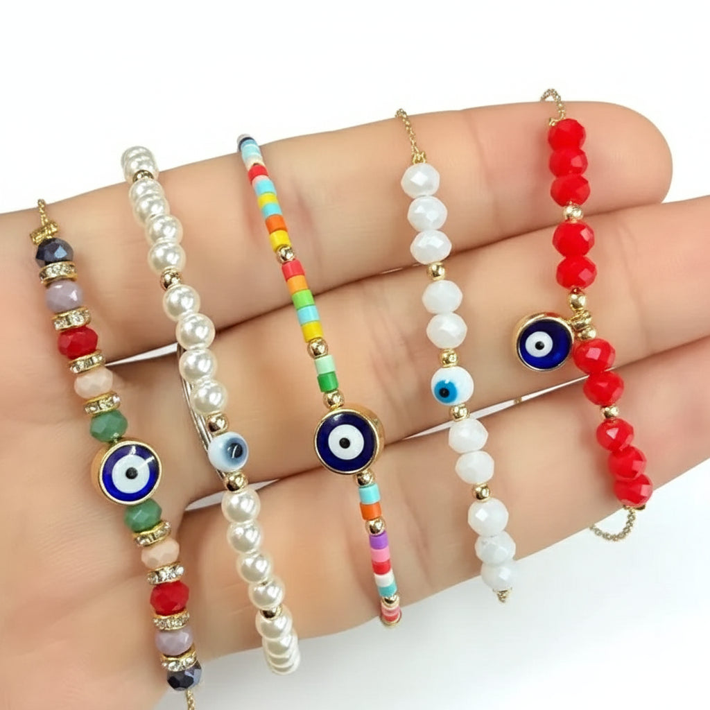 Crystal Beaded Evil Eye Bracelet, Cobra