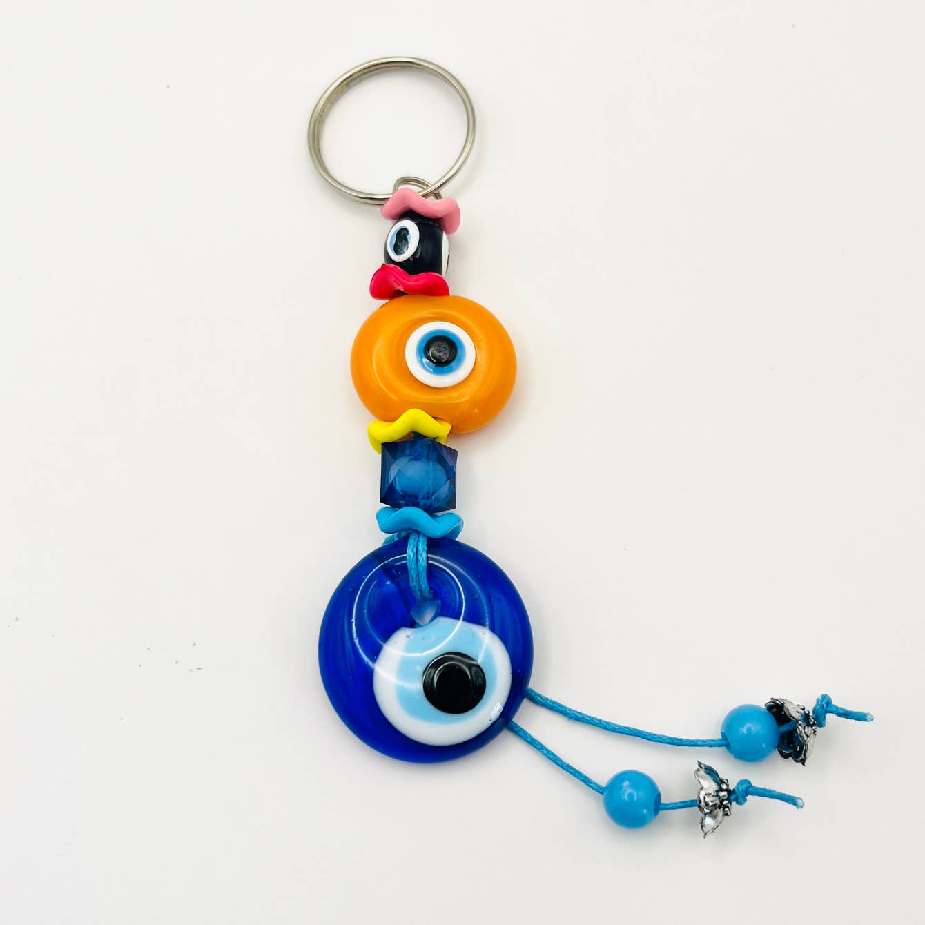 Handmade Red-Orange Stone Evil Eye Keychains - Turkish Craft