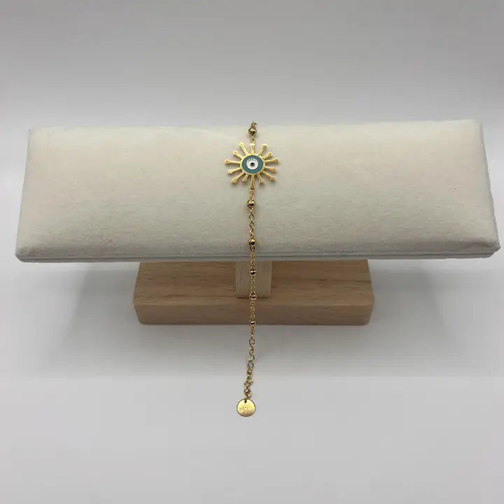 Stainless Steel Evil Eye Bracelet | Charm | Gold