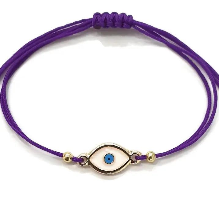 Oval Evil Eye Enamel String Bracelet: Stylish Protection