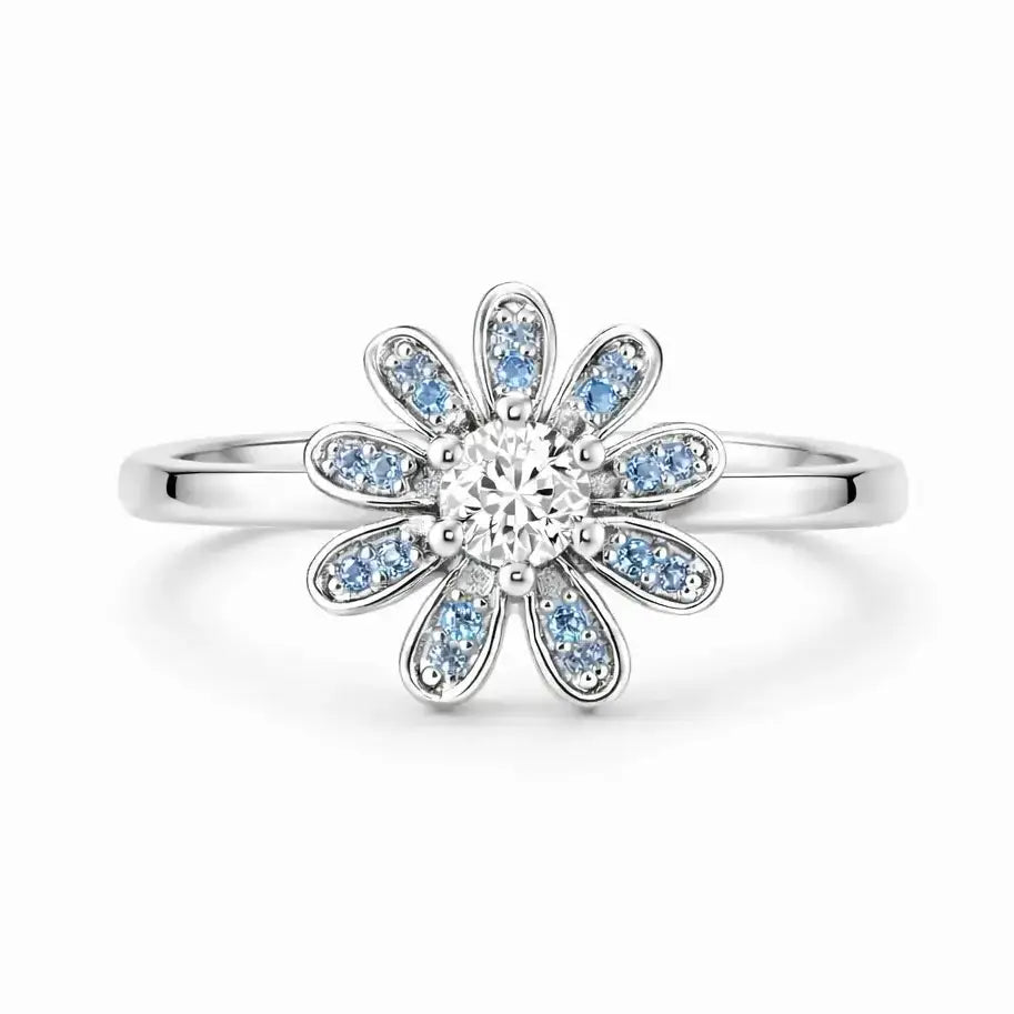 Blue Fidget Spinner Ring – Adjustable Gold & Silver Plated