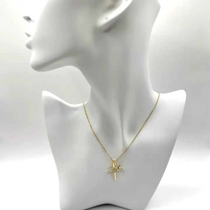 Dainty Cross Necklace | Zirconia Crystals | Gold-Plated
