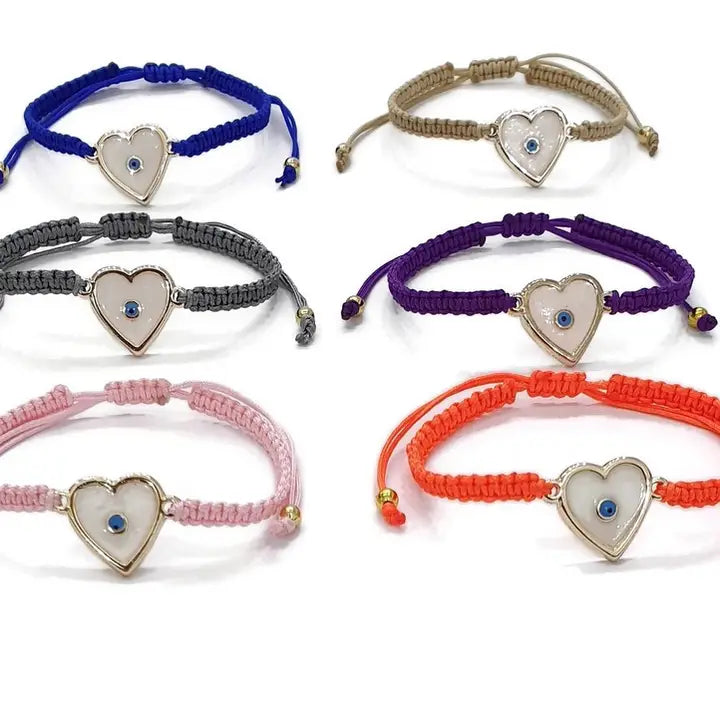 Bracelet Macrome Evileye Heart Evil Eye Enamel