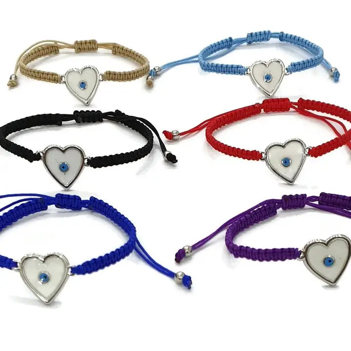 Bracelet Macrome Evileye Heart Evil Eye Enamel