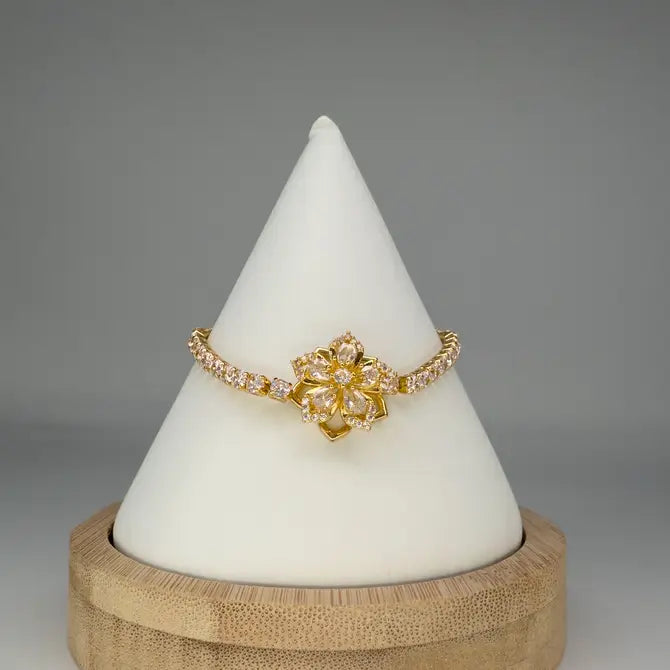 Spinner Lotus Blossom Bracelet – Adjustable Rotating Gold & Silver Plated