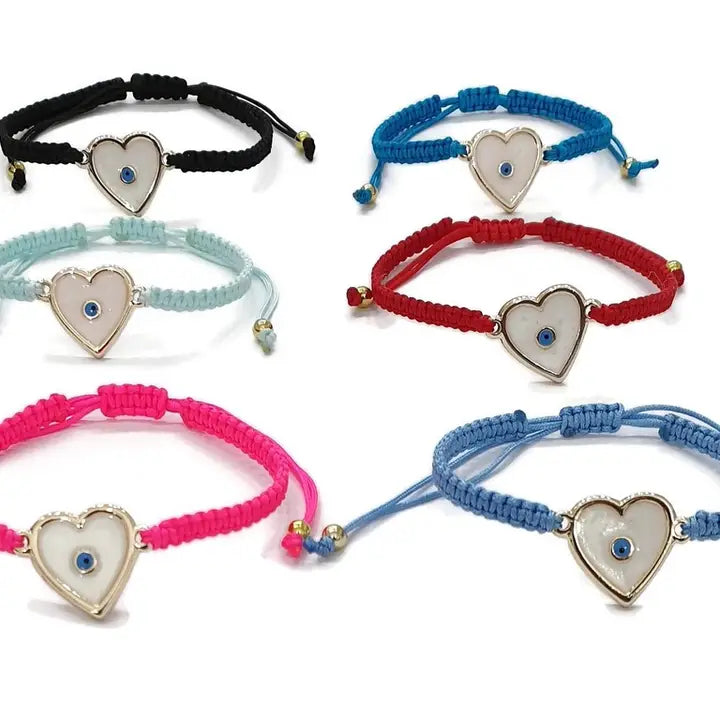 Bracelet Macrome Evileye Heart Evil Eye Enamel