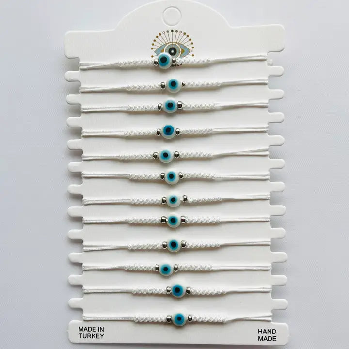 Evil Eye Rope Half Makrome White Evil Eye Bracelet