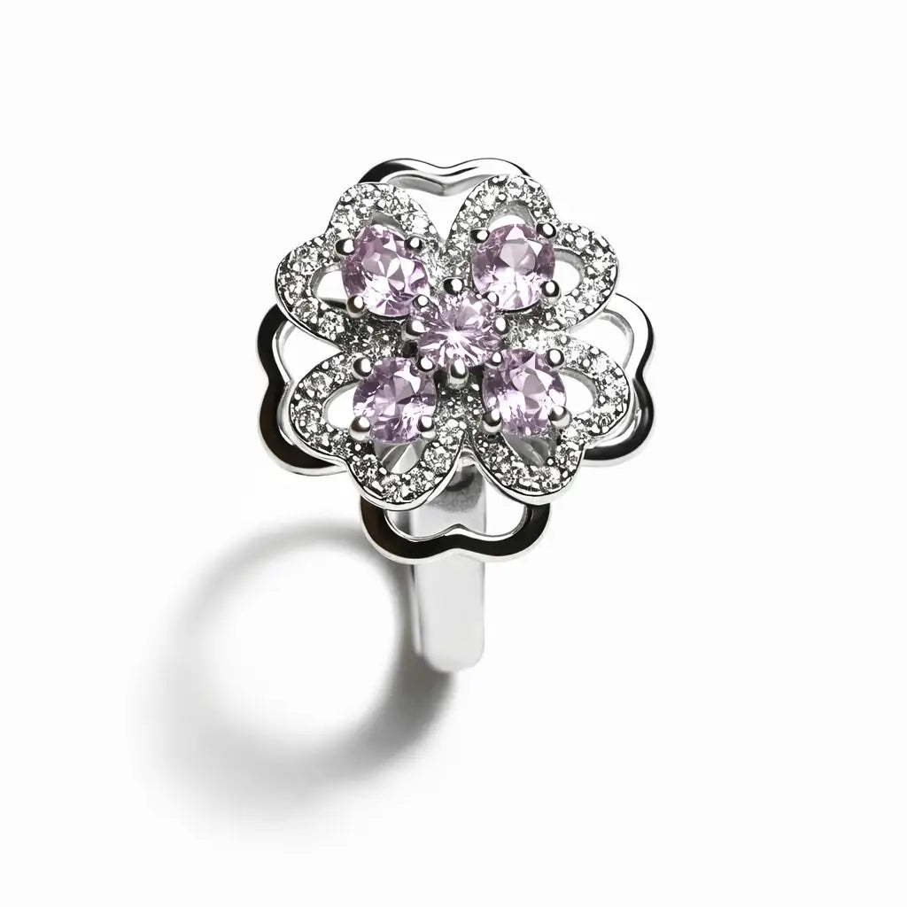 Midnight Bloom Spinner Ring – Adjustable Silver & Gold Plated