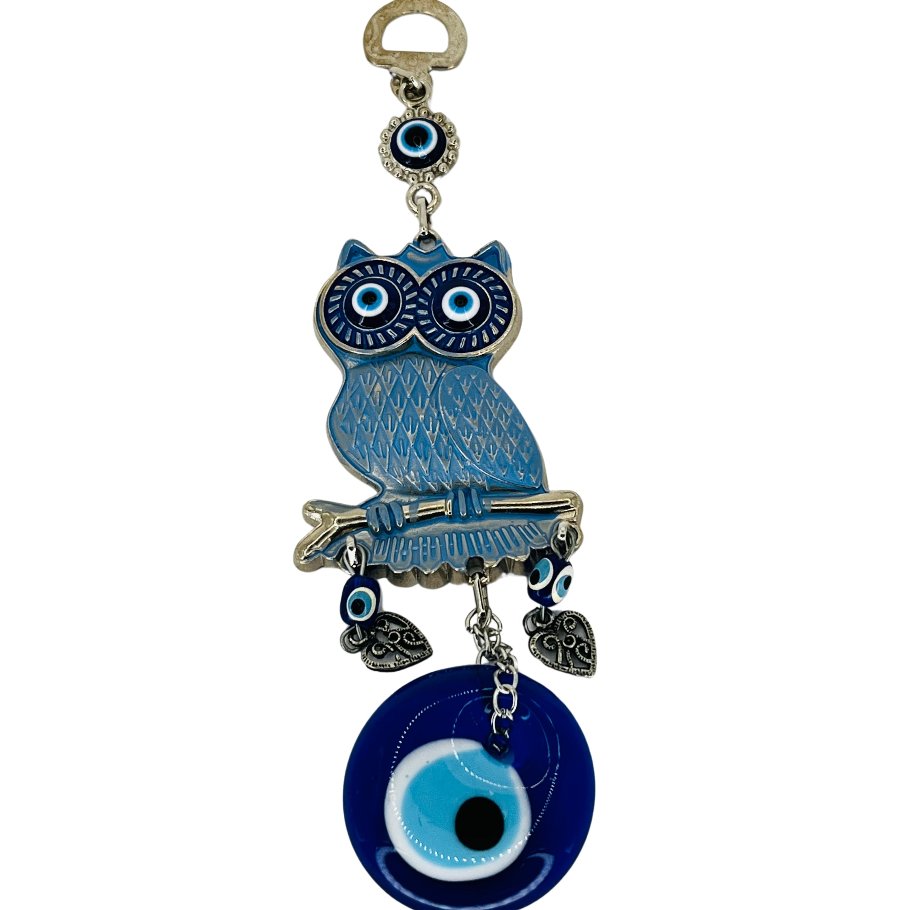 Blue Owl Evil Eye Wall Hanging Ornament – Protection & Wisdom