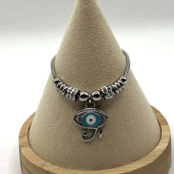 Oval Evil Eye Bracelet | Stainless Steel | Protective Charm