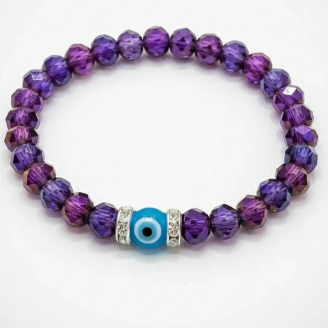 Stretchy Bracelet | 10 Color Mix Set | Evil Eye & Crystals