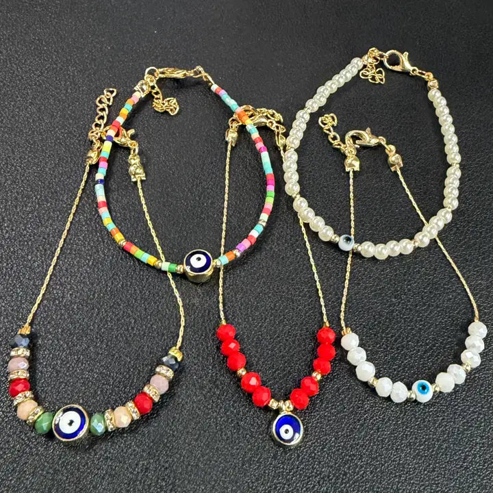 Crystal Beaded Evil Eye Bracelet, Cobra