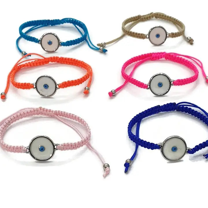 Bracelet Macrame Round Evileye Evil Eye Enamel Silver & Gold
