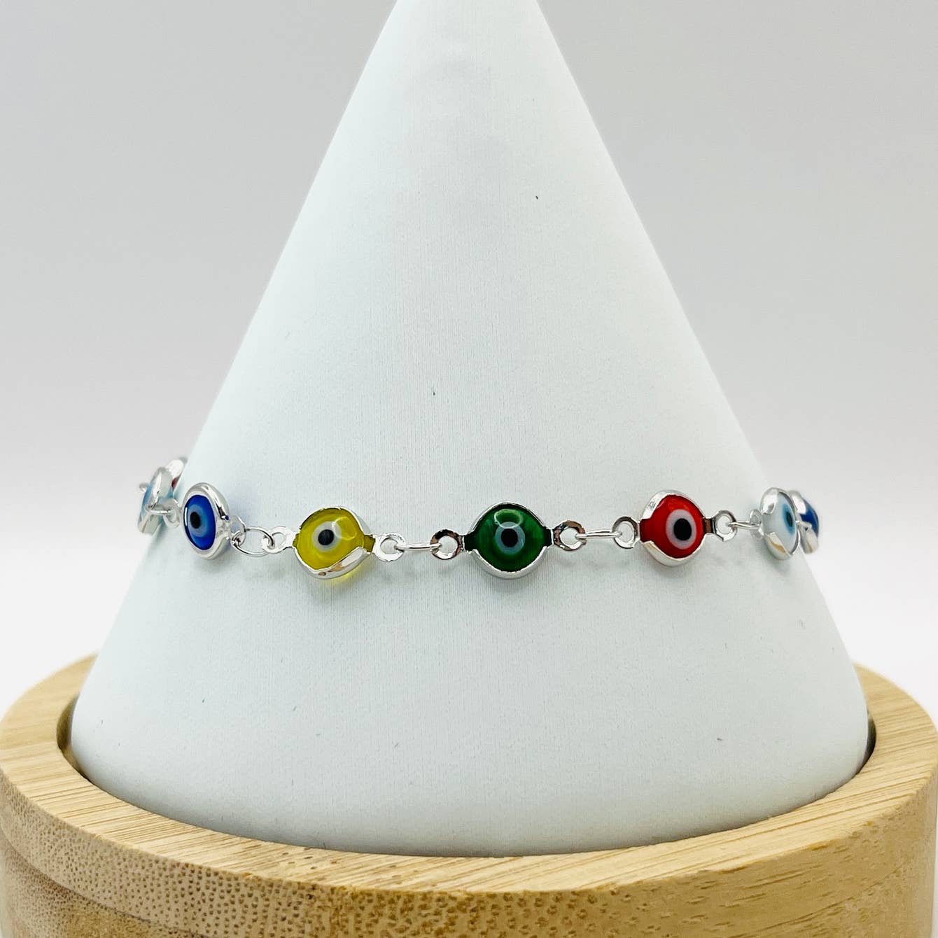 Lux Crystal Chain Evil Eye Bracelet - Silver Color