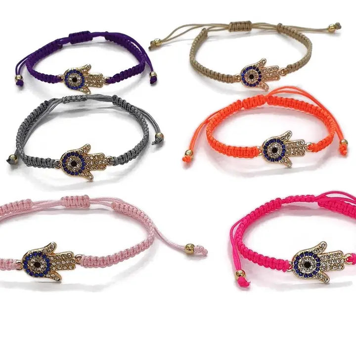 Bracelet Macrome Hamsa Hand Evil Eye Zirconium
