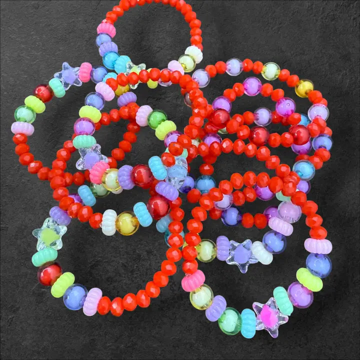 Kids Beaded  Charm Bracelet – Assorted Colors 