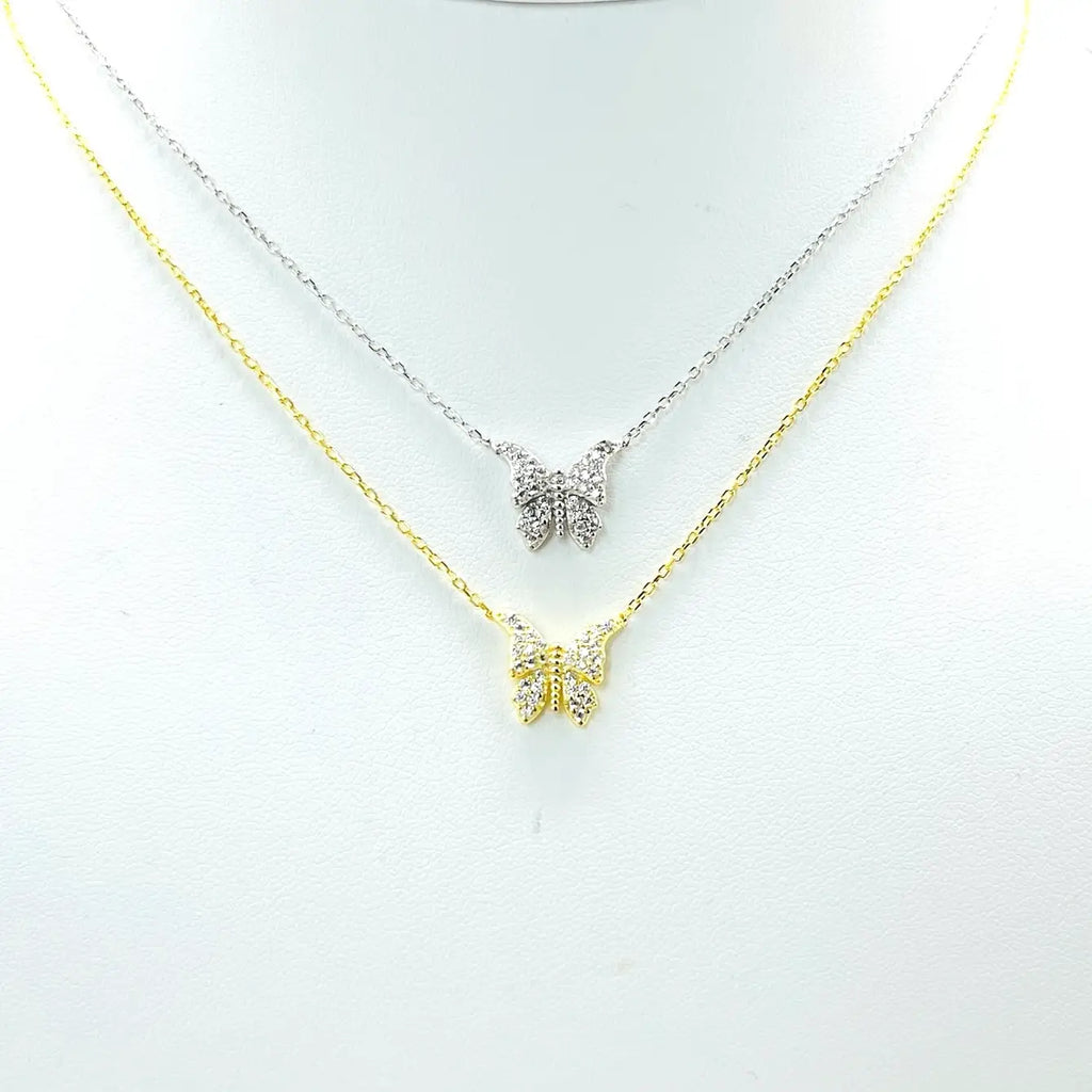925 Sterling Silver Gold Plated Butterfly Necklace