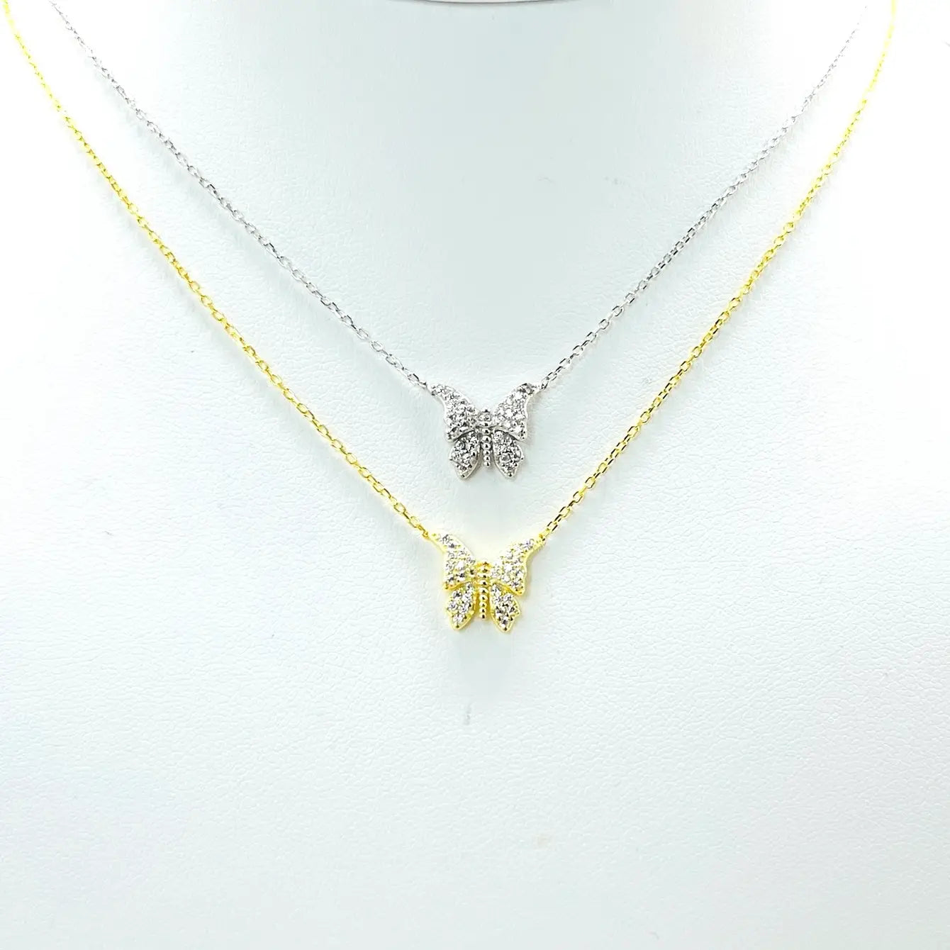 925 Sterling Silver Gold Plated Butterfly Necklace