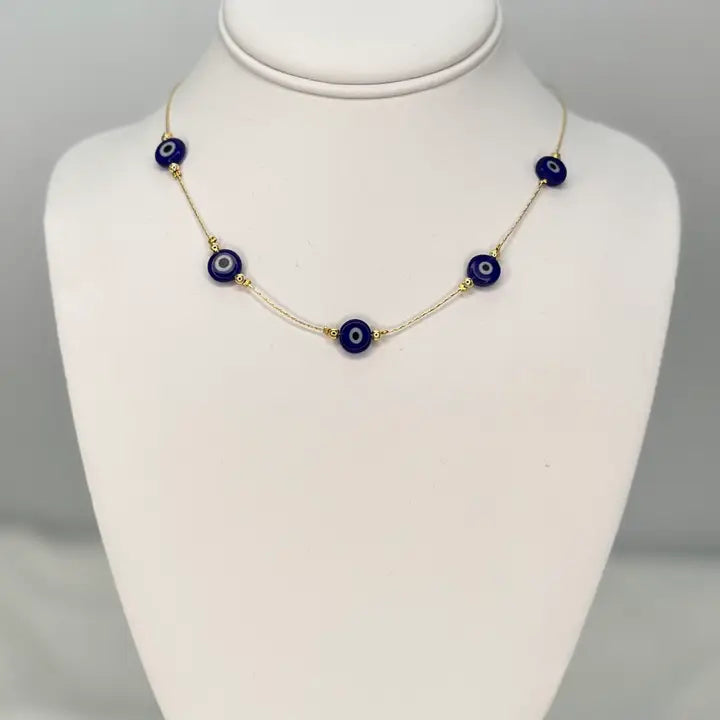 Handcrafted Navy Evil Eye Beaded Necklace – Protection 