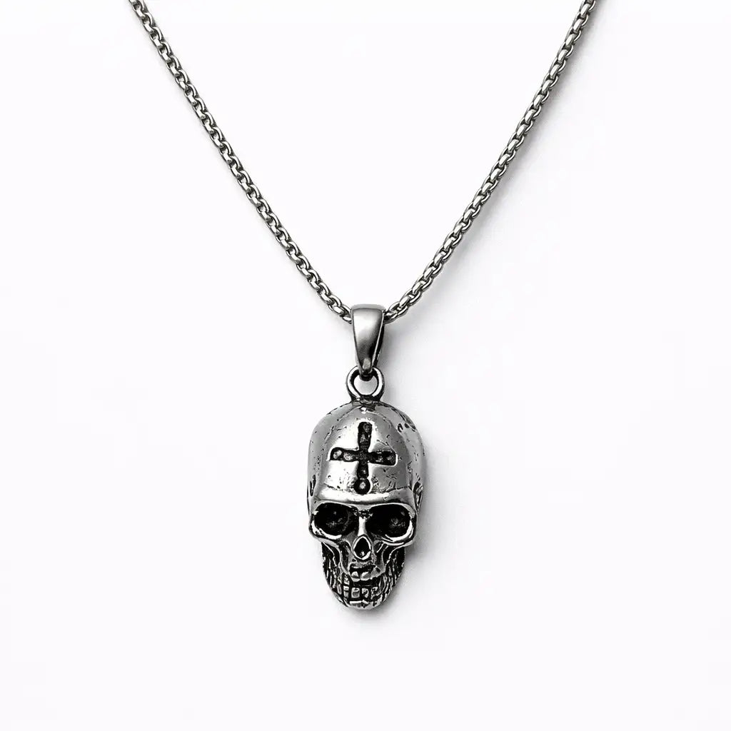 Men’s Stainless Steel Skull & Symbol Necklaces – 5 Bold Designs
