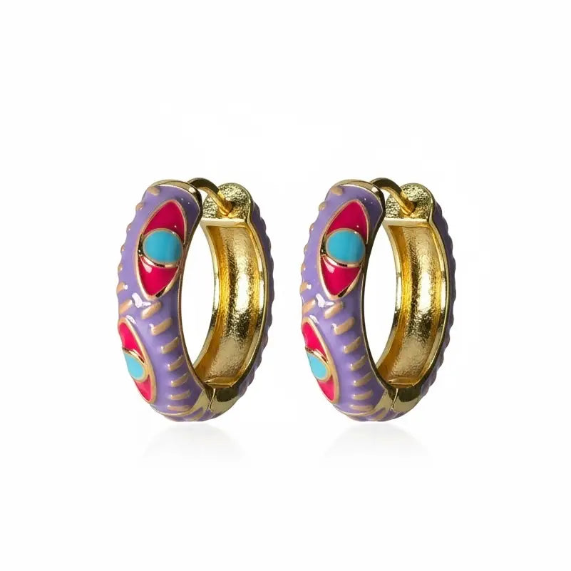 Enamel Hoop Earrings – Assorted Mix
