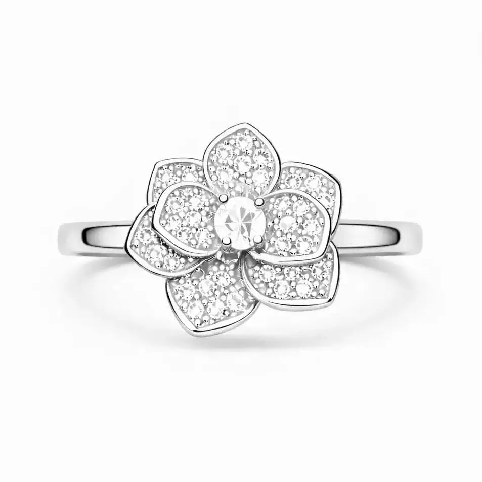 Luna Floral Spinner Ring – Adjustable Gold & Silver Plated