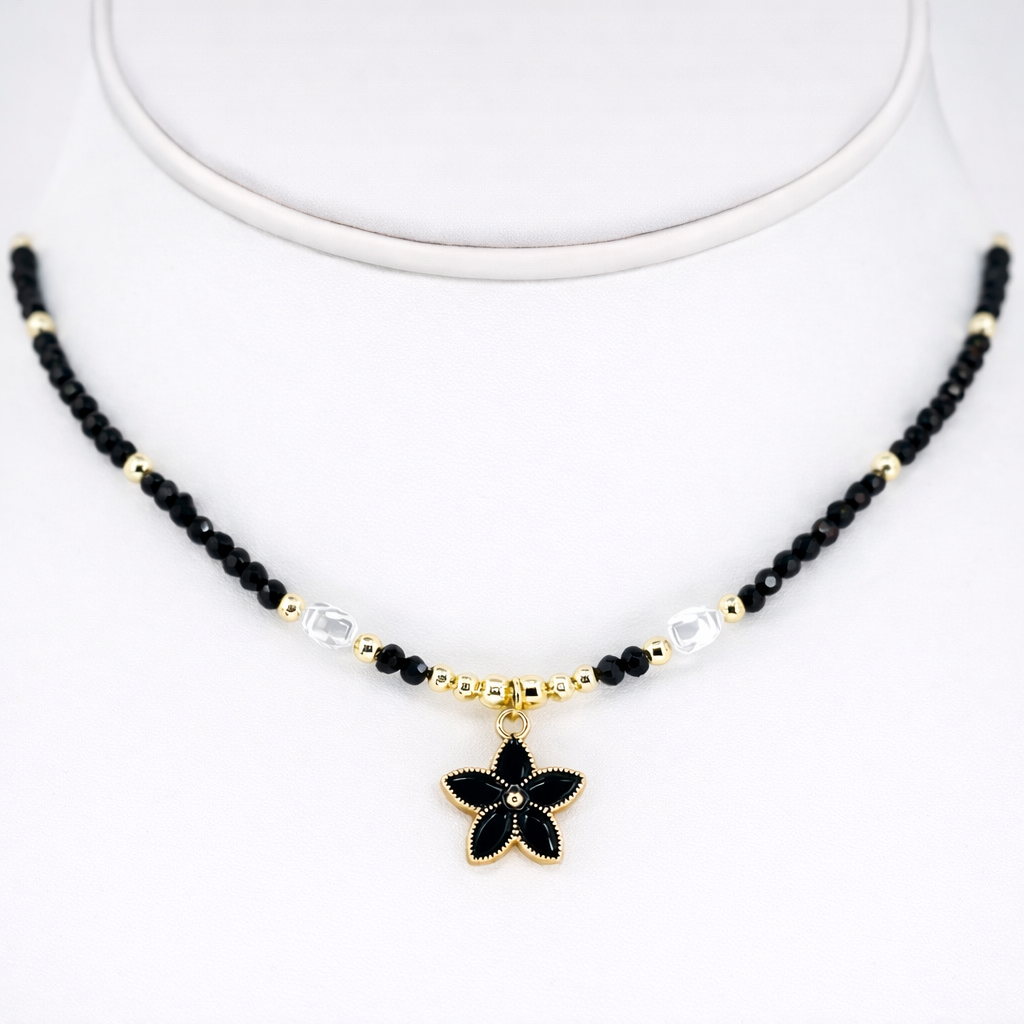 Flower Pendant Beaded Necklace – Floral Elegance, Nature
