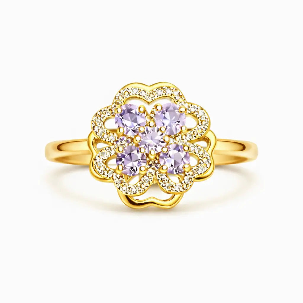 Midnight Bloom Spinner Ring – Adjustable Silver & Gold Plated