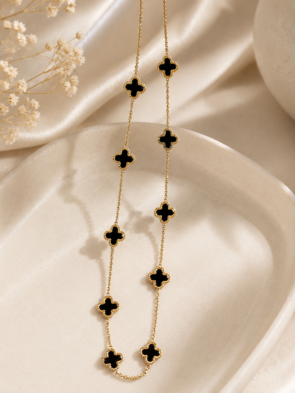 Clover Station Necklace Pendant Charm-Gold Plated